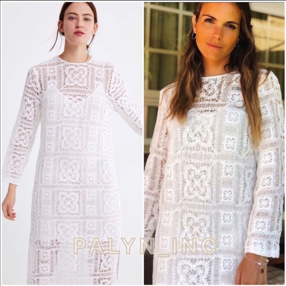 Zara Crochet Linen Dress